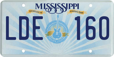 MS license plate LDE160