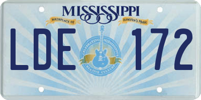 MS license plate LDE172