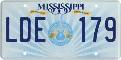 MS license plate LDE179
