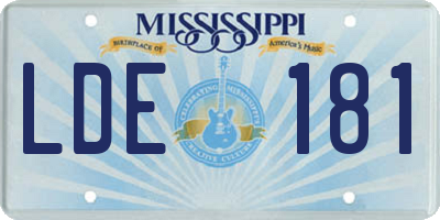 MS license plate LDE181