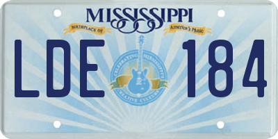 MS license plate LDE184