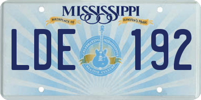 MS license plate LDE192