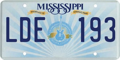 MS license plate LDE193