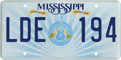 MS license plate LDE194