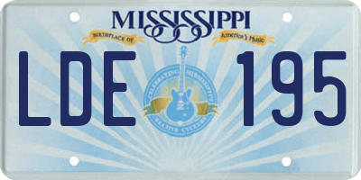 MS license plate LDE195