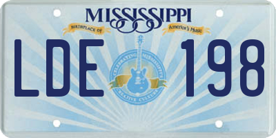 MS license plate LDE198