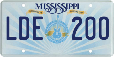 MS license plate LDE200