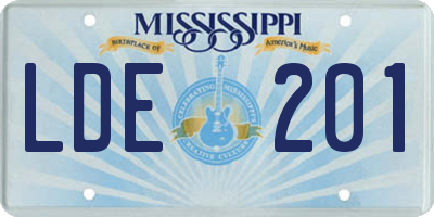 MS license plate LDE201