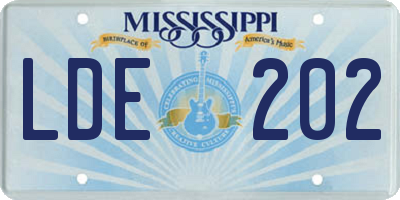 MS license plate LDE202