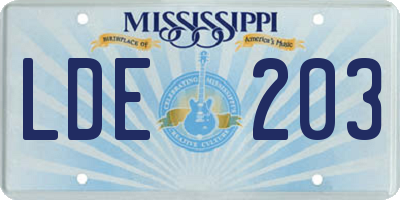 MS license plate LDE203