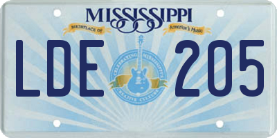 MS license plate LDE205