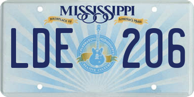 MS license plate LDE206