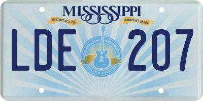 MS license plate LDE207