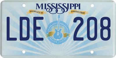 MS license plate LDE208