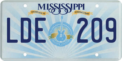 MS license plate LDE209