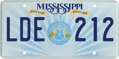 MS license plate LDE212
