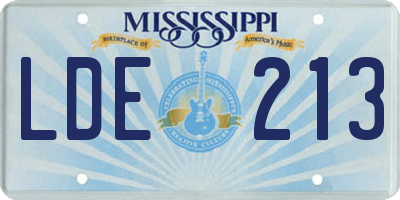 MS license plate LDE213