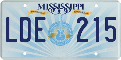 MS license plate LDE215