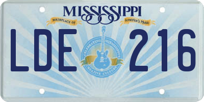 MS license plate LDE216