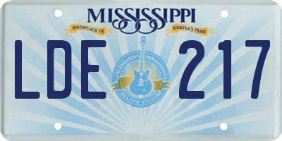 MS license plate LDE217