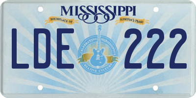 MS license plate LDE222