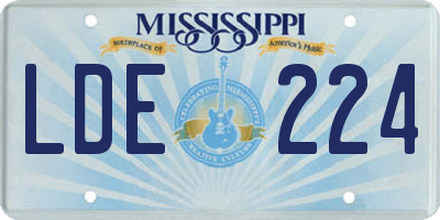MS license plate LDE224