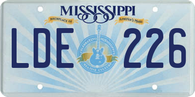 MS license plate LDE226