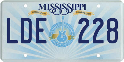 MS license plate LDE228
