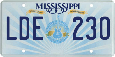 MS license plate LDE230