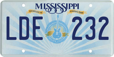 MS license plate LDE232