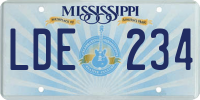 MS license plate LDE234