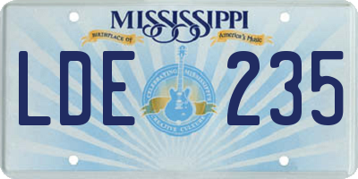 MS license plate LDE235
