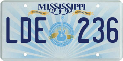 MS license plate LDE236