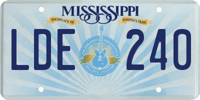 MS license plate LDE240