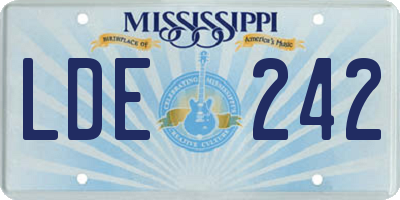 MS license plate LDE242