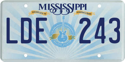 MS license plate LDE243