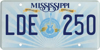MS license plate LDE250