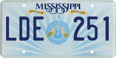 MS license plate LDE251