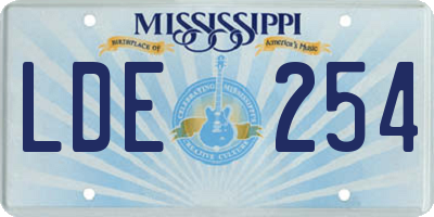 MS license plate LDE254