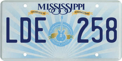 MS license plate LDE258