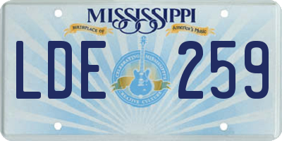 MS license plate LDE259
