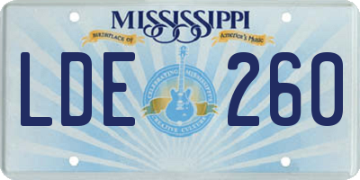 MS license plate LDE260