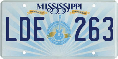 MS license plate LDE263