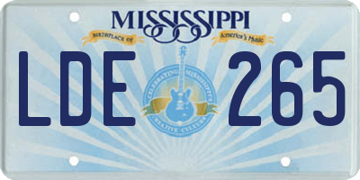 MS license plate LDE265