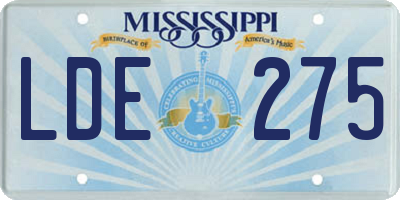MS license plate LDE275