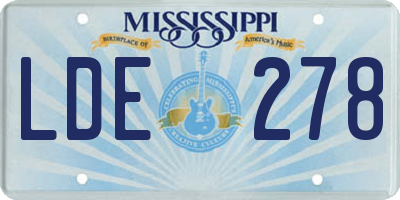 MS license plate LDE278