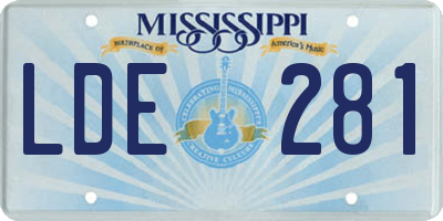 MS license plate LDE281