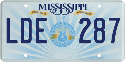 MS license plate LDE287