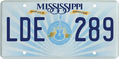 MS license plate LDE289