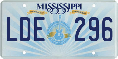 MS license plate LDE296